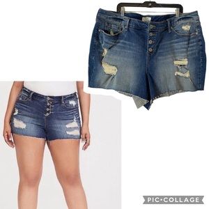 Torrid Exposed Fly Distressed Jean Shorts Size 26